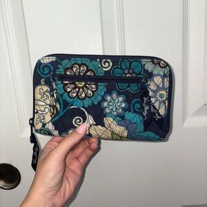 Vera Bradley Navy Teal Floral Zip Wallet